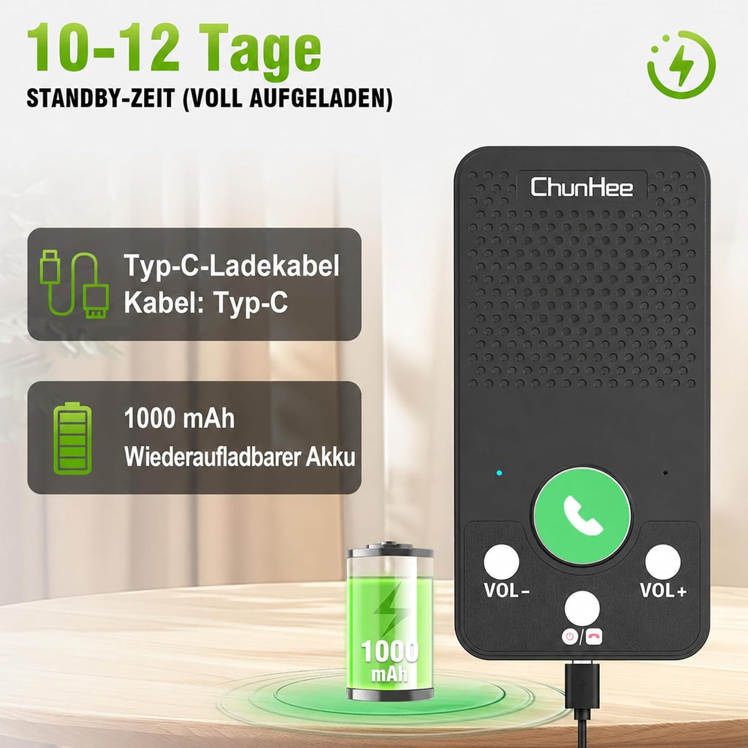 ChunHee Senioren Gegensprechanlage für Zuhause, Kabelloses Intercom 2er Set | Schnelle Hilfe per Tas