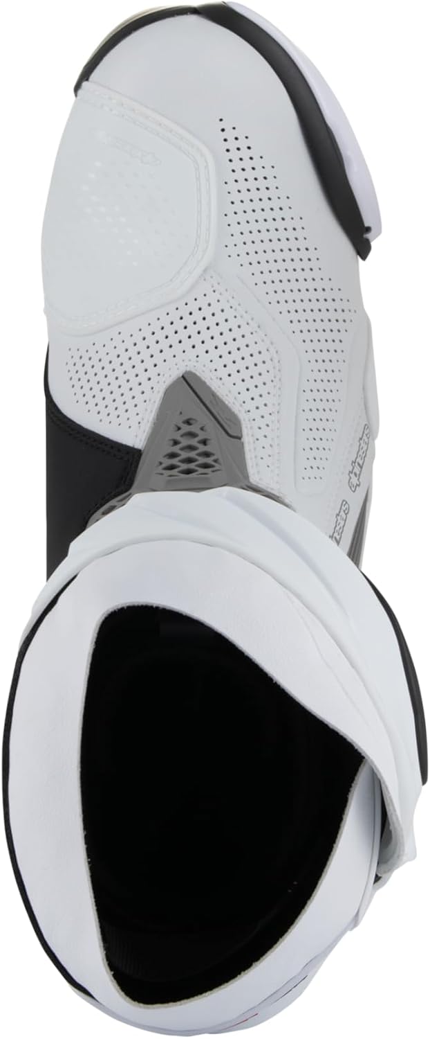 Alpinestars Racing Motorradstiefel Supertech R Vented Boots White, 47 EU, 47 EU White Mid Gray Black