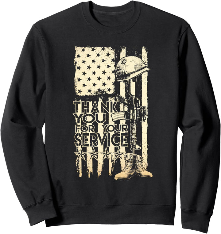 Thank You For Your Service Amerikanische Flagge Militär Veteran Sweatshirt