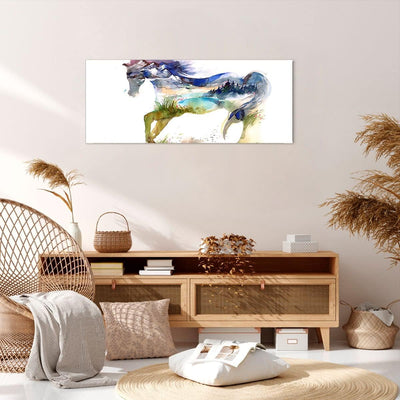 Wandbilder Dekoration Wohnzimmer Pferd Natur arabien ethnische Panorama Bilder auf Leinwand 120x50cm