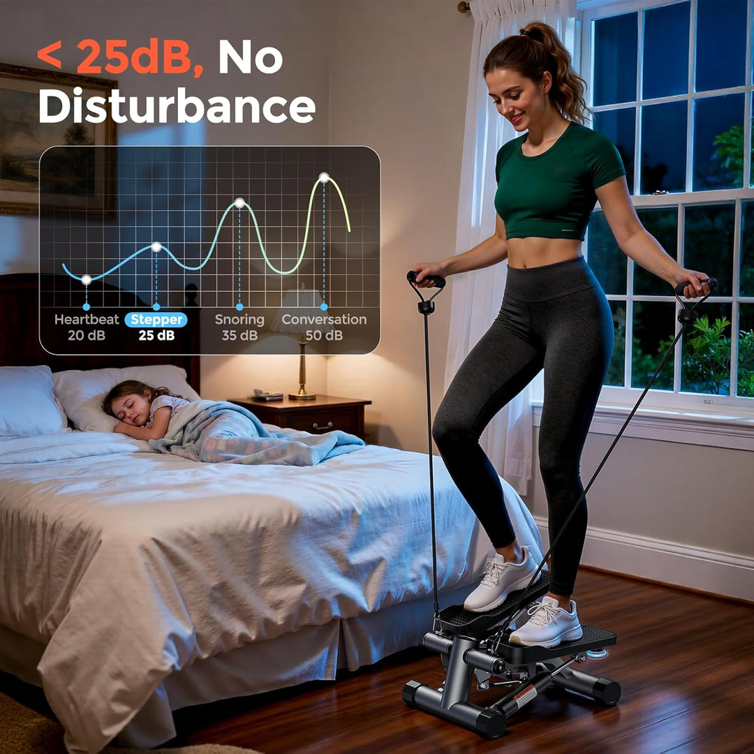 Sportsroyals Exercise Stair Stepper für Zuhause – Up-Down Swing Stepper mit Power Ropes for Bein/Arm