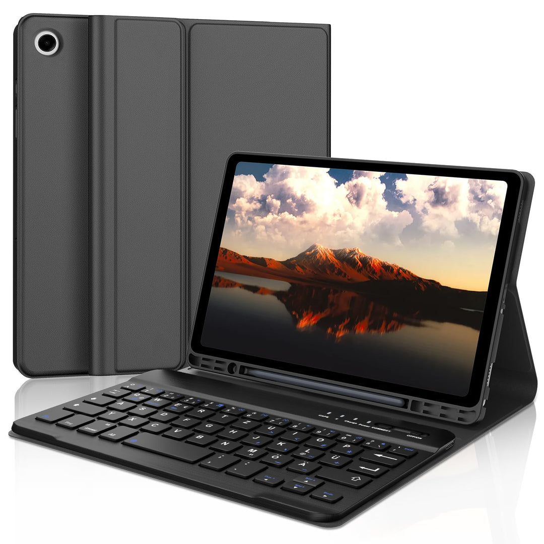Tastatur Hülle für Samsung Galaxy Tab A9 8.7'' 2023, QWERTZ Deutsches Tastatur Magnetische Wireless