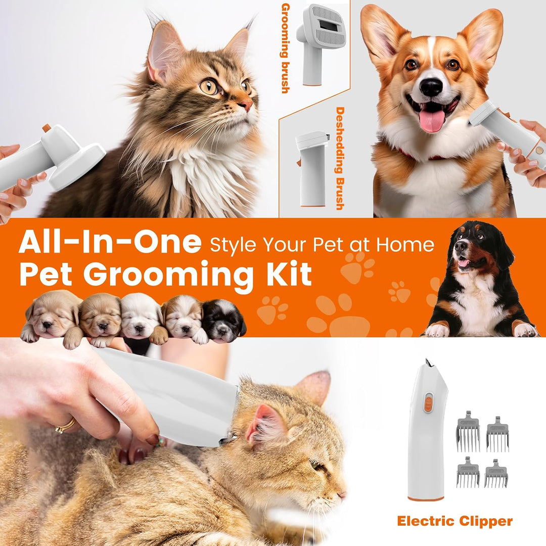 Hundepflege Vakuum Saug 99% Tierhaare PG10 Hundeschermaschine mit Staubsauger 12000 Pa, Hundebürste