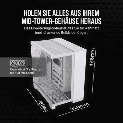 CORSAIR 6500X Mid-Tower ATX-Doppelkammer-PC-Gehäuse – Gehärtetes Panoramaglas - Umgekehrte Verbindun