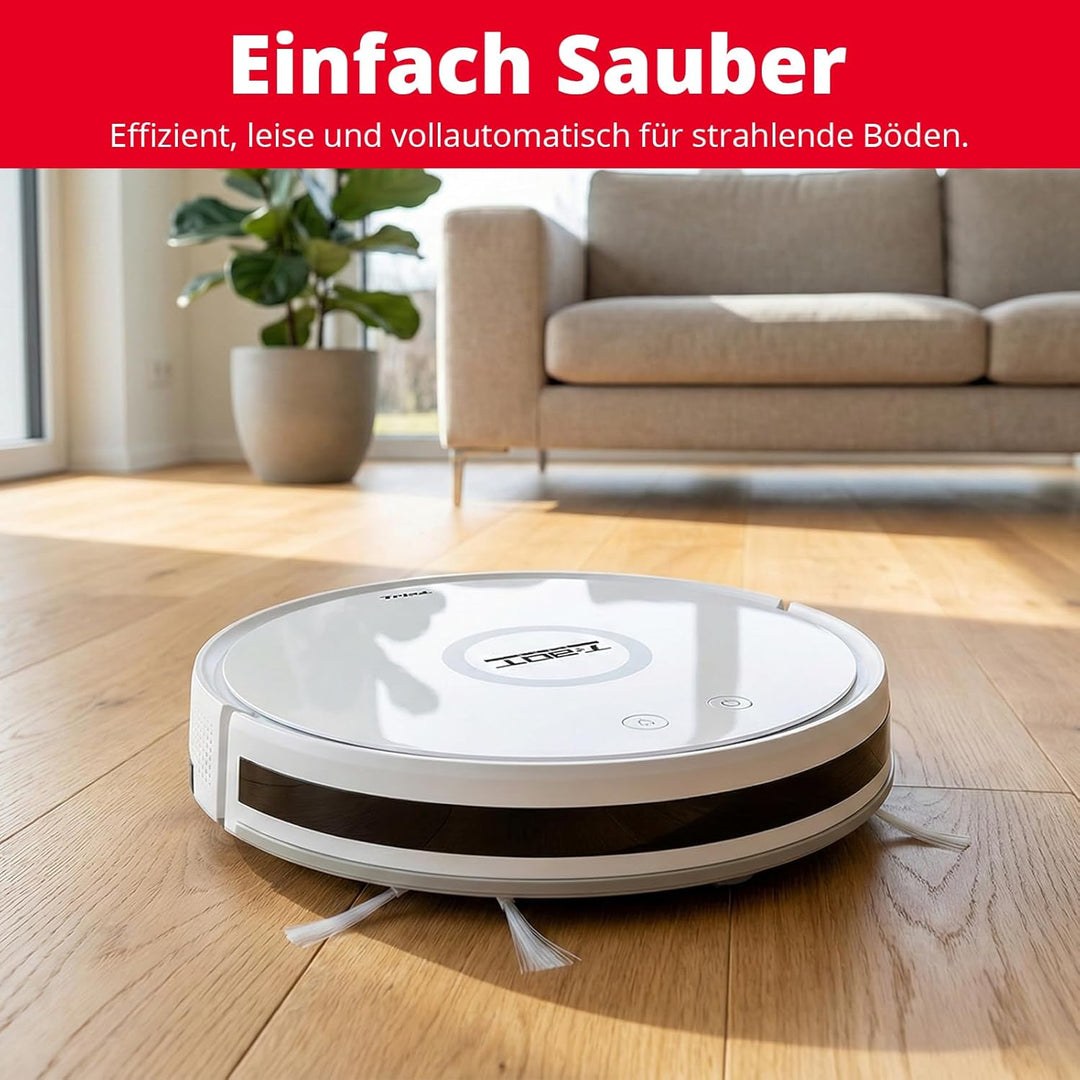 Trisa T-Bot Lite Saugroboter, 1300Pa, HEPA-Filter &amp; Magnetband-Abgrenzung | 1300 Pa Saugkraft, 90 Mi