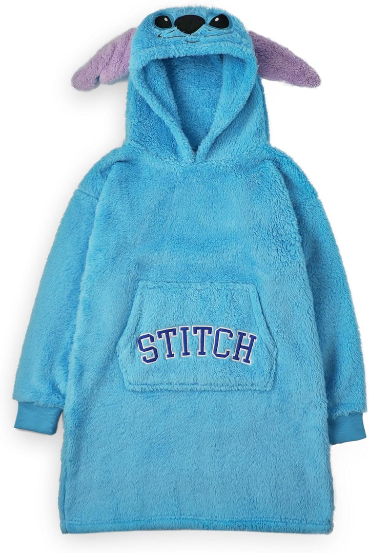 Disney Lilo & Stitch Optionen für tragbare Decken-Hoodies für Damen von Stitch Einheitsgrösse Blau,
