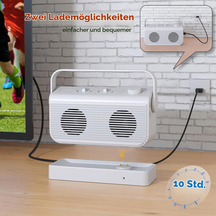 ANSTEN Sprachverstärker für Fernseher, 30m Reichweite, Plug and Play, Fernseher Lautsprecher Tragbar