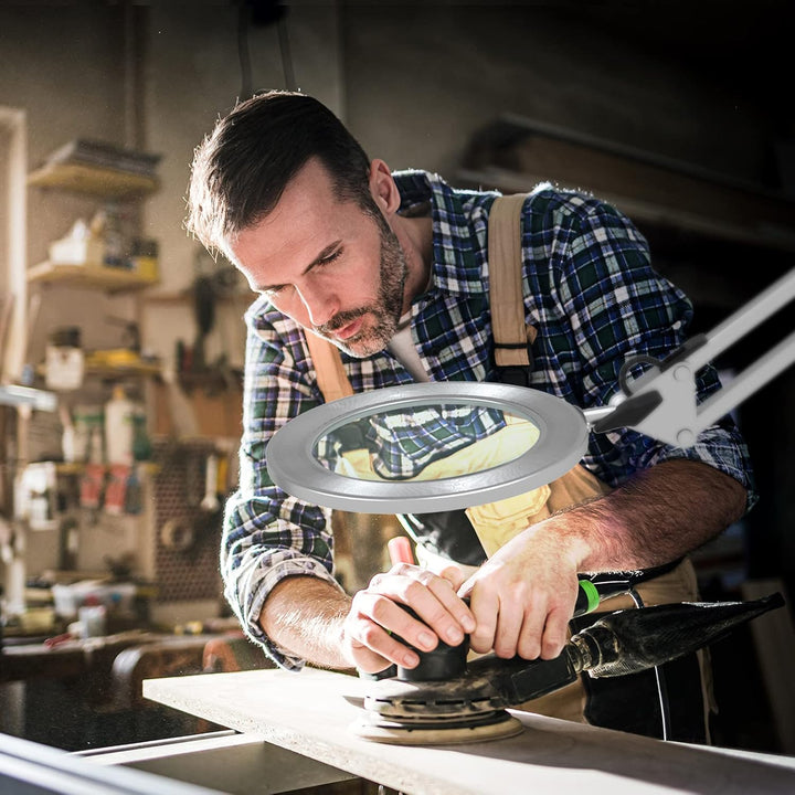 Beyamz Lupenleuchte Lupenlampe / 105 mm 5-Dioptrien-Echtglas / 3 Farbmodi / 10-stufig Dimmbar / 750