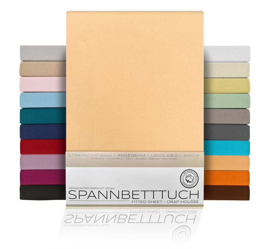 BEAUTEX Spannbetttuch Bettlaken aus Baumwolle, Premium Jersey Stoff 160g/m², Grösse und Farbe wählba