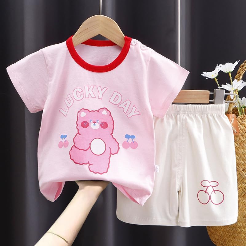 Baby Mädchen 3er Set Kurzarm Shorts T-Shirts Halbarm,6er Pack （Mit/Ohne Schulterschnalle） 5-7 Jahre