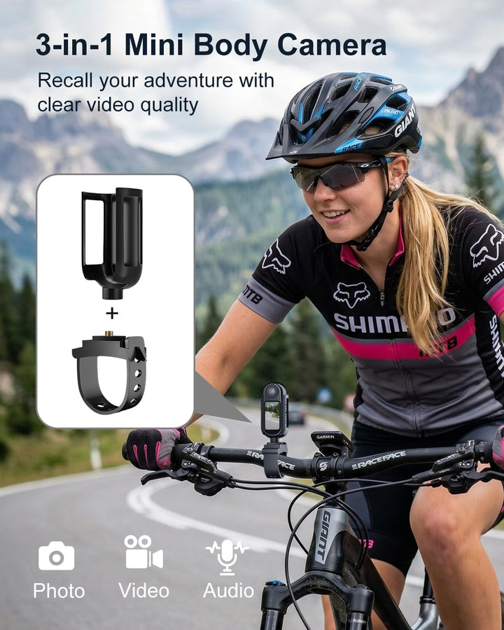 Mini Action Kamera 4K WiFi -128GB tragbare Körperkamera, magnetisches Umhängeband, Daumengrösse, fre