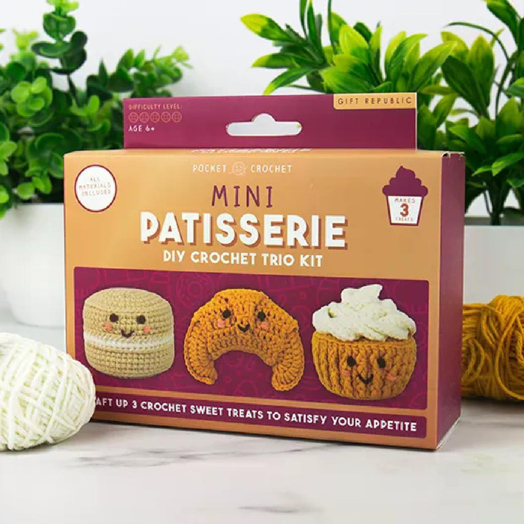 Mini Patisserie Häkelset - DIY Crochet Dessert Trio für Anfänger | Croissant, Cupcake & Macaron mach