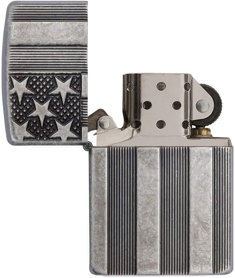 Zippo 60001624 Armor Antique Silver Plate DEEP Carved Feuerzeug, Messing US Flag