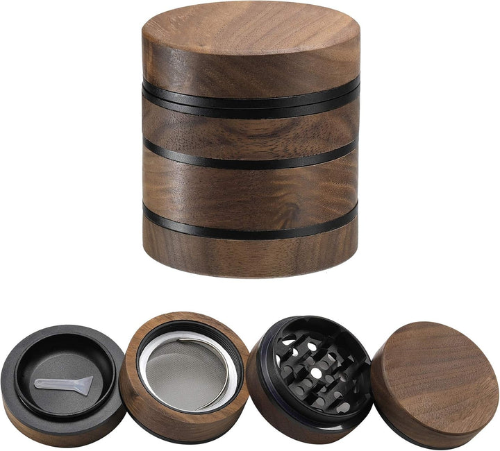DCOU Premium grosse Holz Gewürzmühle Pollen Sammler mit magnetischen Deckel und Pollenfänger 4 Stück