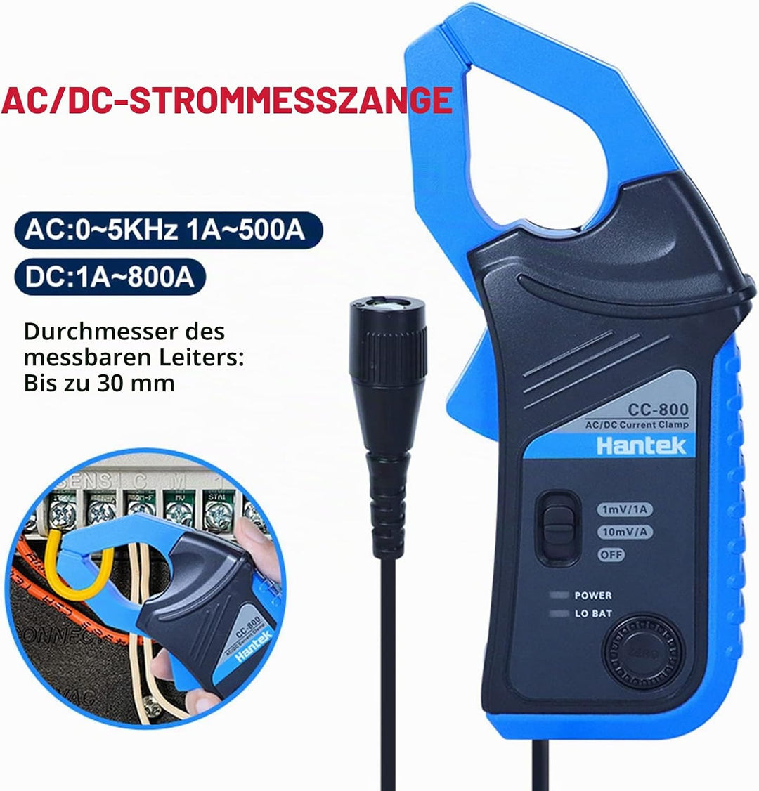 Hantek CC-800 AC/DC Stromzange 5KH Oszilloskop Multimeter Bandbreite 1mV/10mV/A 500A/800A mit BNC An