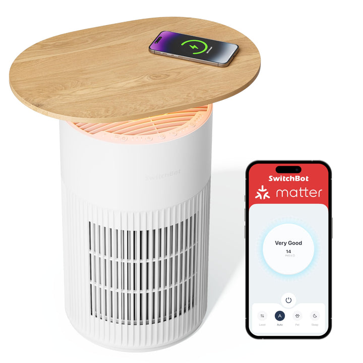 SwitchBot Luftreiniger mit App-Steuerung und Nachtlicht, CADR 400m³/h bis zu 83㎡ Zimmer, HEPA-Filter