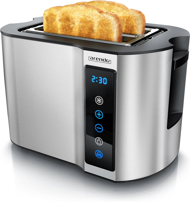 Arendo - Touch Toaster 2 Scheiben Edelstahl - Touchpanel - digital Display Restzeitanzeige - 800 W –