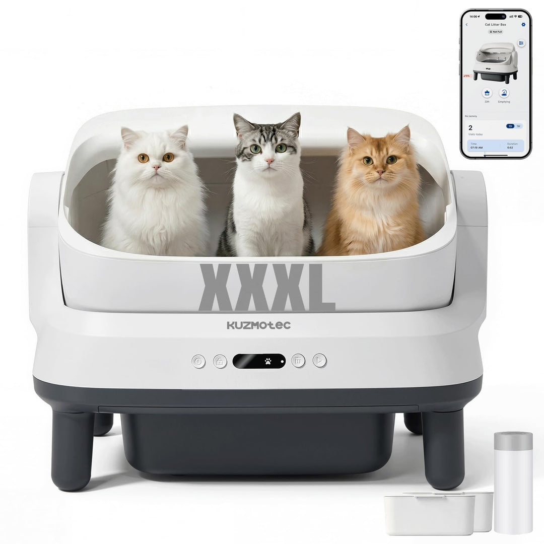 Selbstreinigende Katzentoilette 120L XXXL, Automatisches Katzenklo mit App-Steuerung &amp; Geruchsbeseit