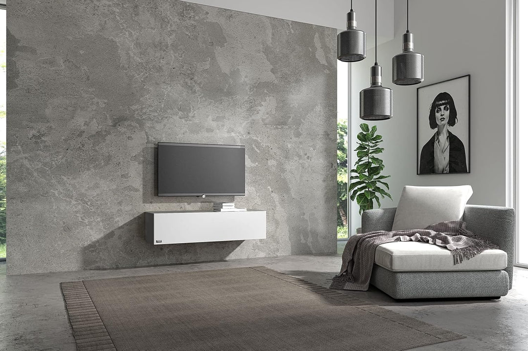 Wuun® TV Lowboard TV Board hängend I 100cm-280cm I Hängeschrank Wohnwand/Somero I Schwarz-Matt/Weiss
