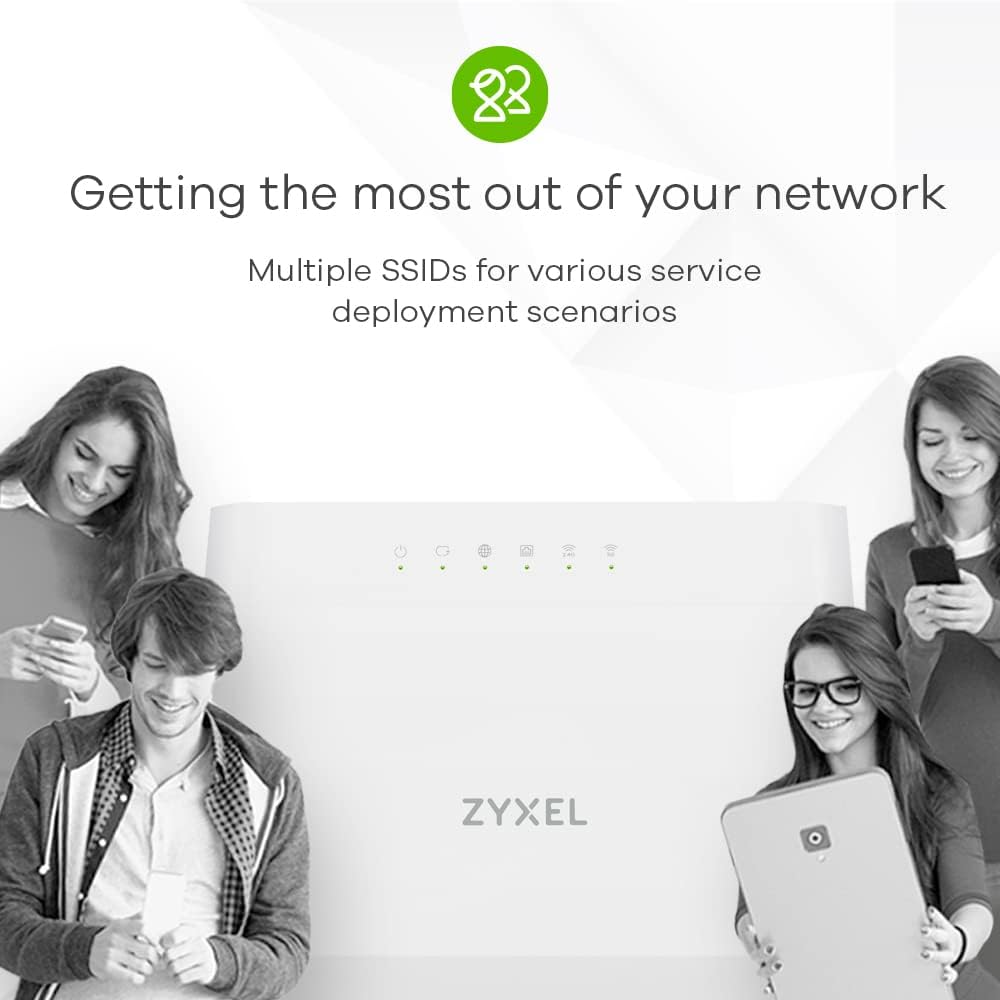 ZYXEL DX3301-T0-EU02V1F WiFi 6 AX1800 VDSL2 5-Port SUPER VECTORING Gateway (Upto 35B) and USB