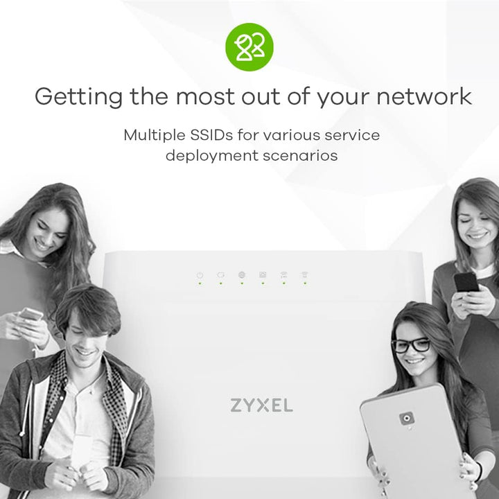 ZYXEL DX3301-T0-EU02V1F WiFi 6 AX1800 VDSL2 5-Port SUPER VECTORING Gateway (Upto 35B) and USB