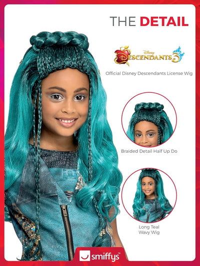 Smiffys 51593 Offiziell lizenzierte Disney Descendants Uma Perücke, Mädchen, Grün, Einheitsgrösse, U