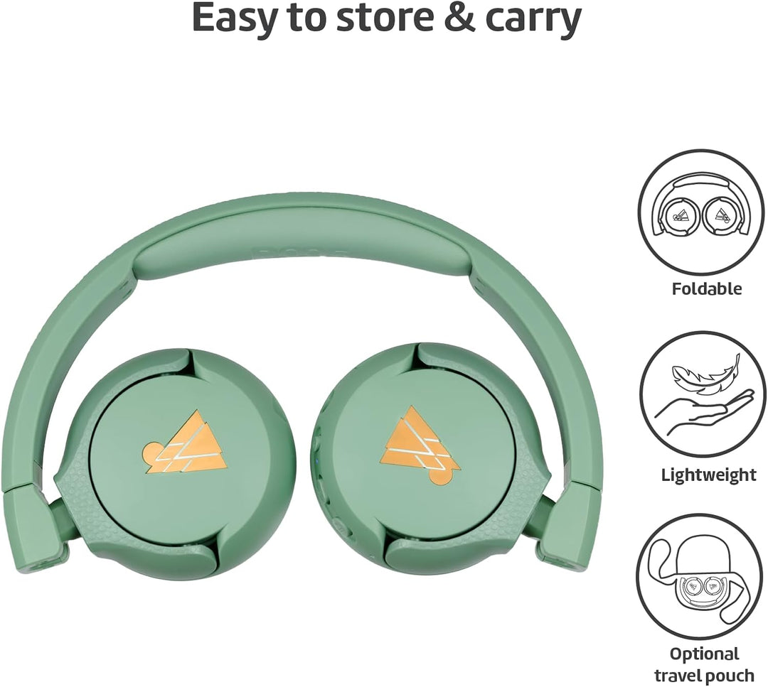 POGS Drahtloser Bluetooth Kinderkopfhörer | The Gecko 2 | Faltbarer robuster Kinderkopfhörer ab 3 Ja