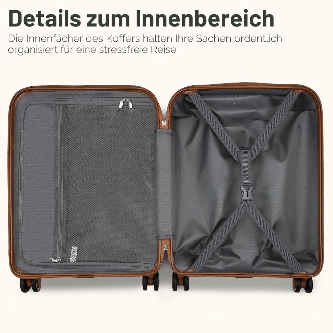 KONO Koffer Trolley Gross Koffer Reisekoffer von ABS+PC Hartschalenkoffer mit 4 Rollen TSA Schloss (