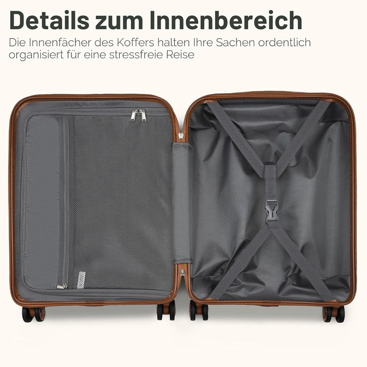KONO Koffer Trolley Gross Koffer Reisekoffer von ABS+PC Hartschalenkoffer mit 4 Rollen TSA Schloss (