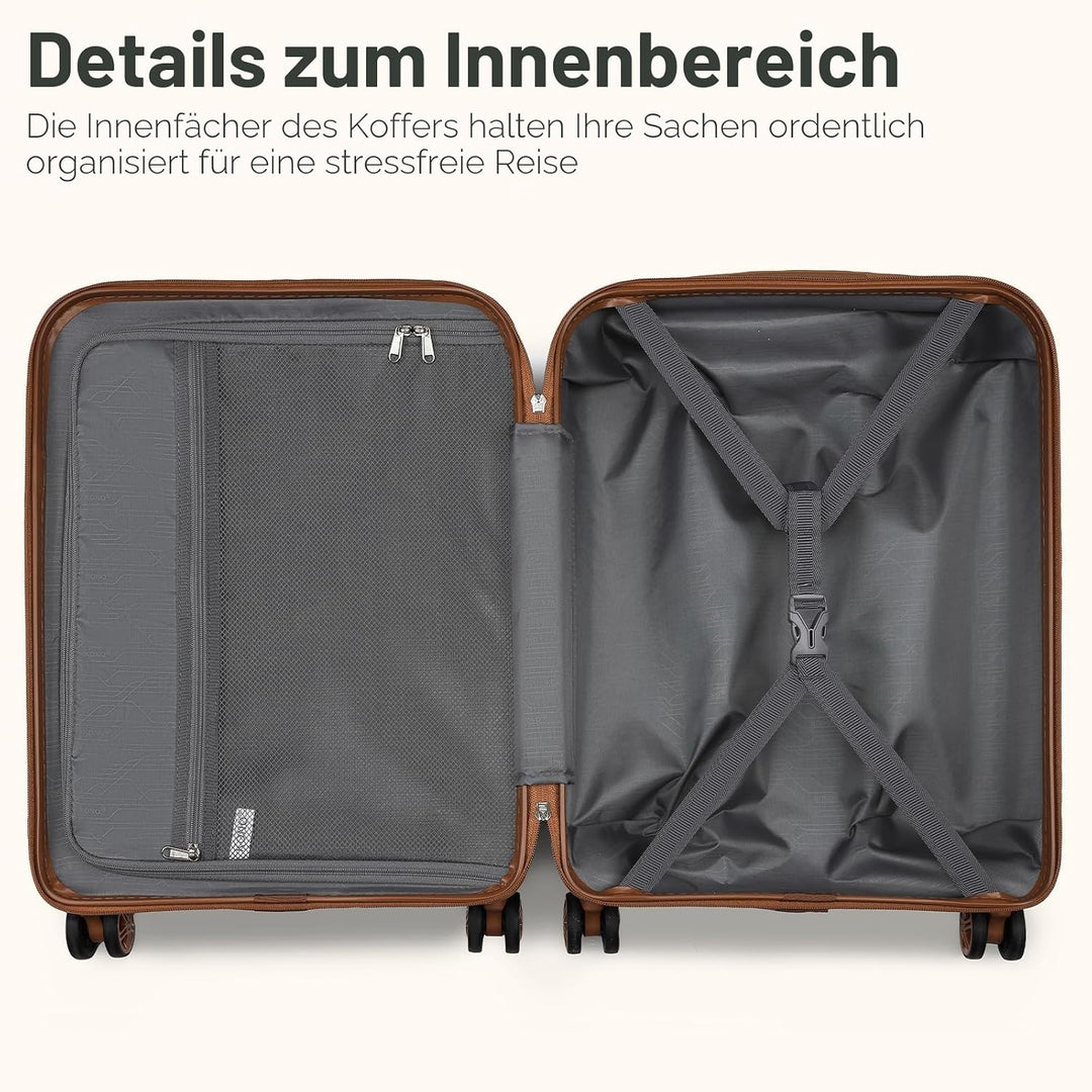 KONO Koffer Trolley Handgepäck Koffer Reisekoffer von ABS+PC Hartschalenkoffer mit 4 Rollen TSA Schl