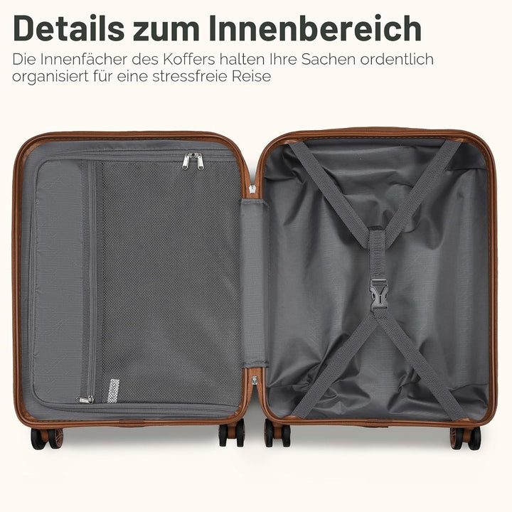 KONO Koffer Trolley Handgepäck Koffer Reisekoffer von ABS+PC Hartschalenkoffer mit 4 Rollen TSA Schl