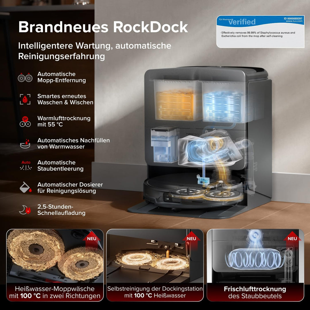 roborock Saros 20 Set Saugroboter mit Wischfunktion&angebbarem Wischmopp, AdaptiLift Chassis 3.0, 36