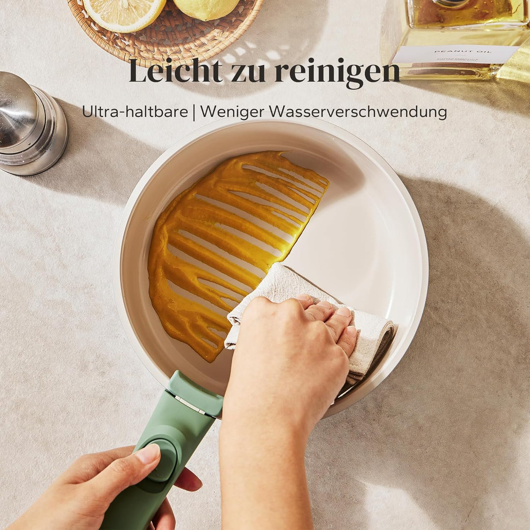 Redchef Töpfe Set mit Abnehmbaren Griffen, Antihaft Keramik Topfset 16/18/20cm und 3-IN-1 Verschluss