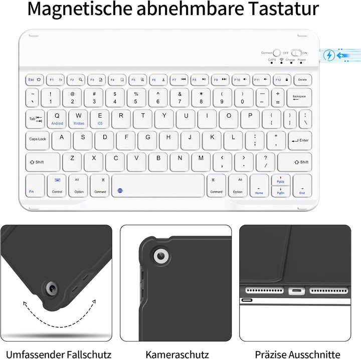 Tastatur Hülle für iPad 9. Generation / 8. Generation / 7.Generation 10,2 Zoll, Magnetisch Abnehmbar