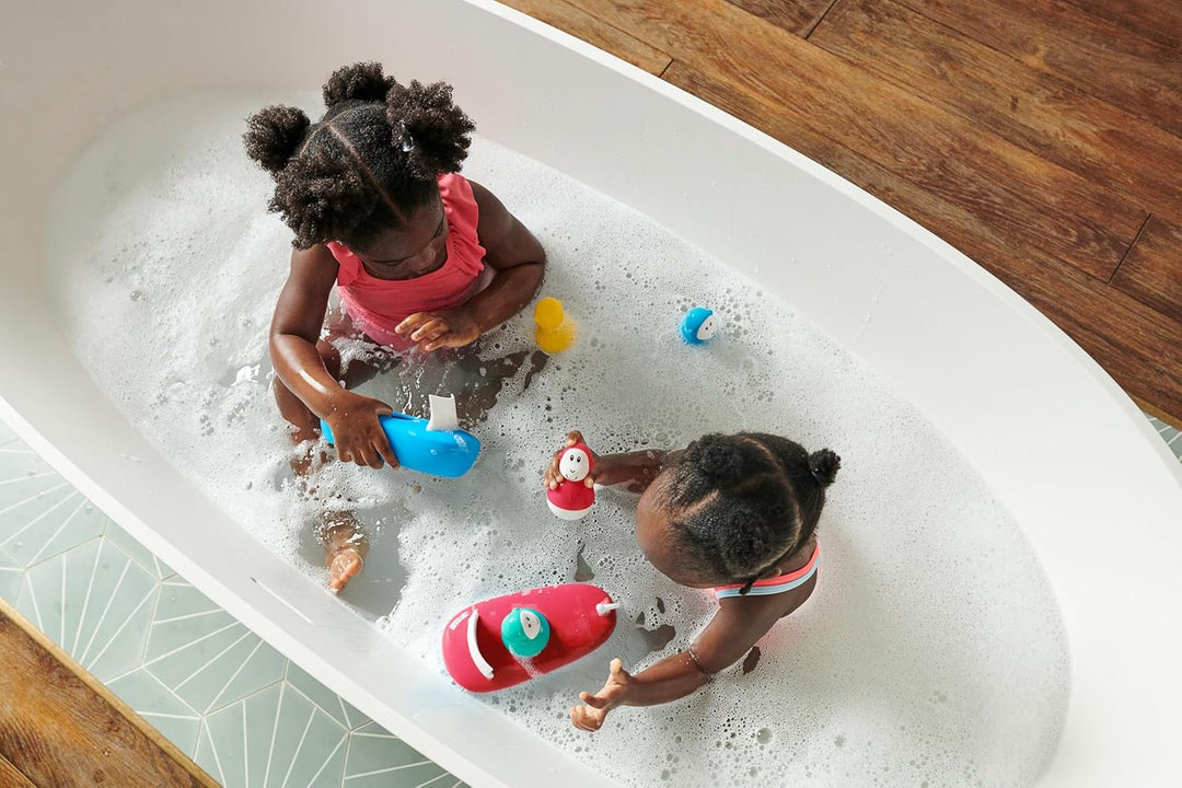 Matchstick Monkey Badewannen Boot-Set – Baby Badespielzeug, schwimmendes Boot & Wackelspielzeug, lei