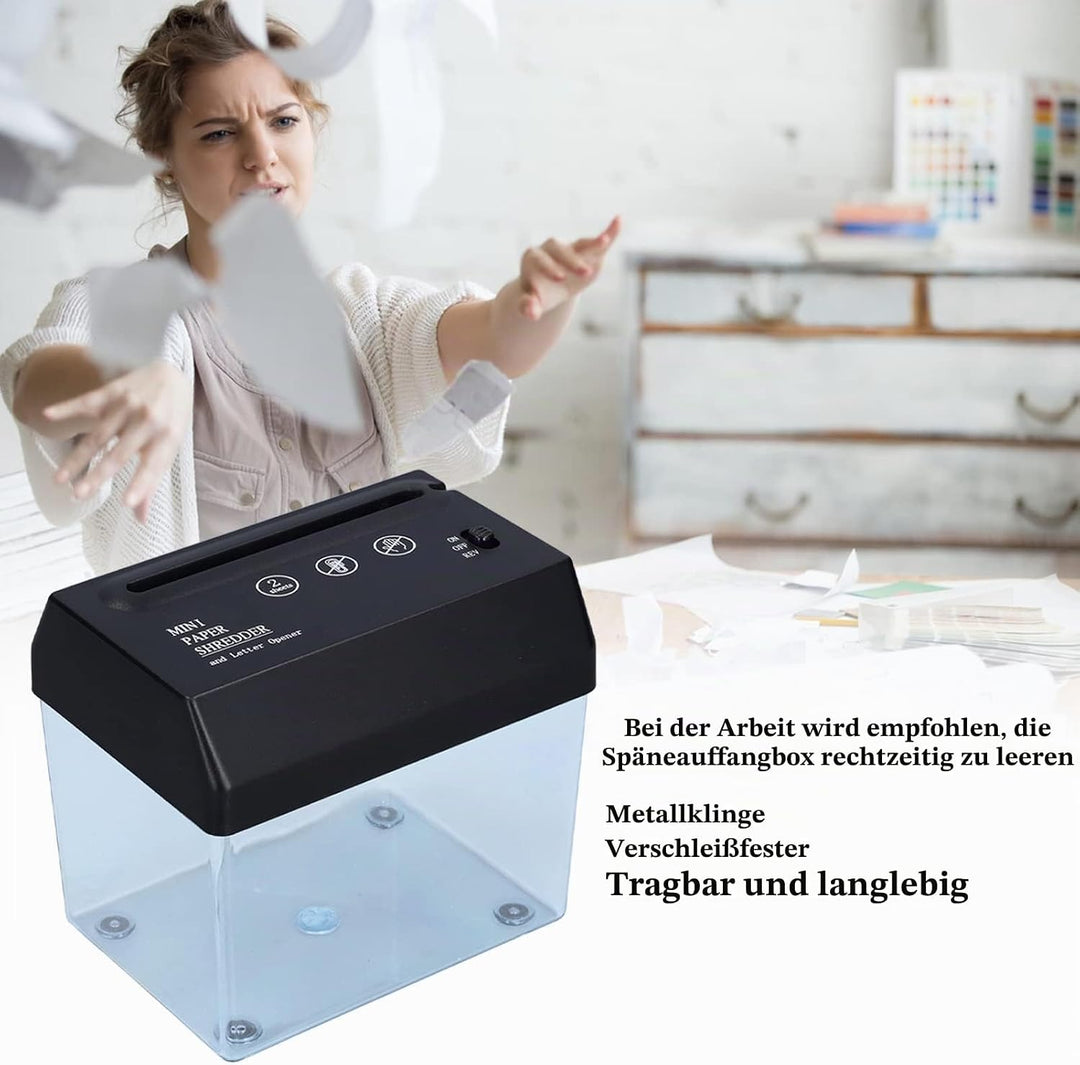 Mini Aktenvernichter, A6 Papierschneider Schredder Klein Reisswolf Aktenvernichtung Elektro Aktenver