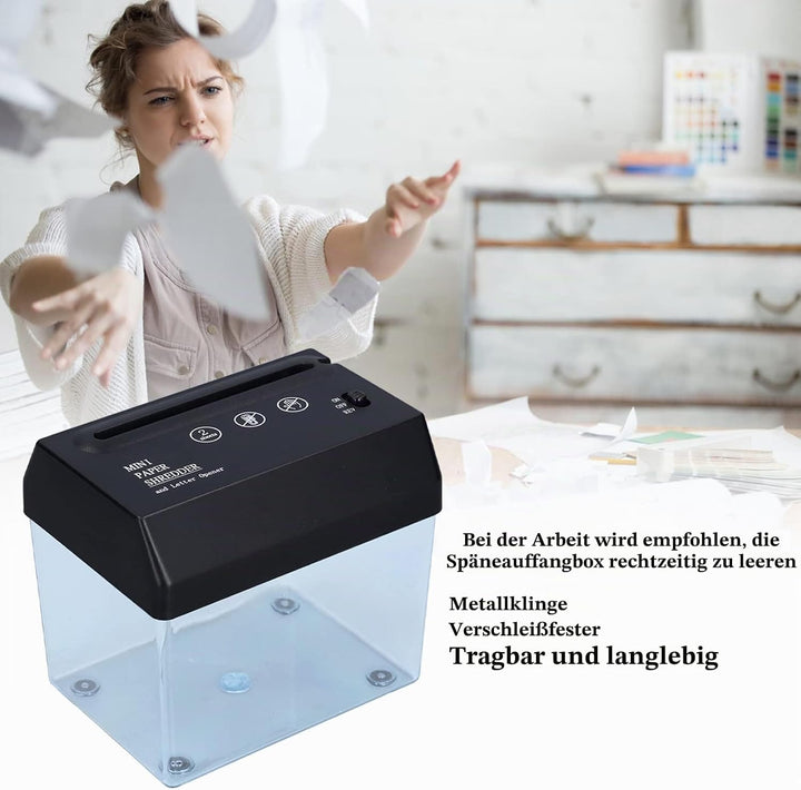 Mini Aktenvernichter, A6 Papierschneider Schredder Klein Reisswolf Aktenvernichtung Elektro Aktenver