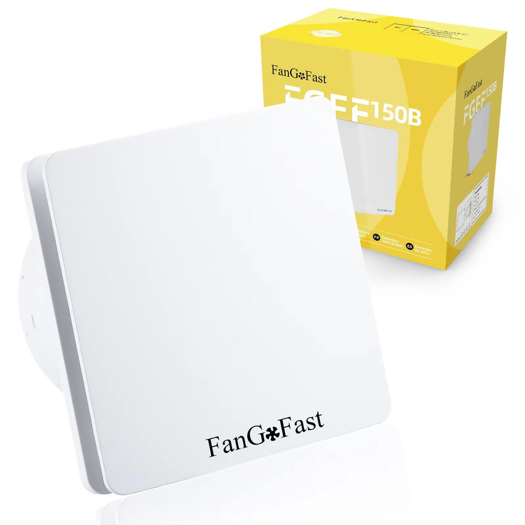 FanGoFast Badlüfter 150mm, Badezimmer Abluftventilator Leiser mit Rücklaufklappe, Weiss Wandventilat