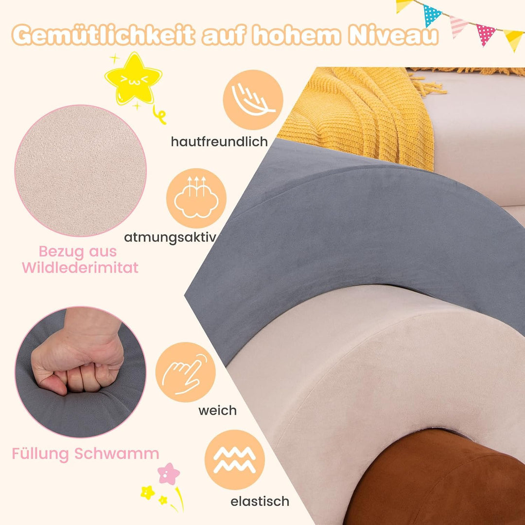 COSTWAY 3-TLG. Softbausteine, Schaumstoffbausteine zum Klettern und Krabbeln für Babys, Kletterbogen