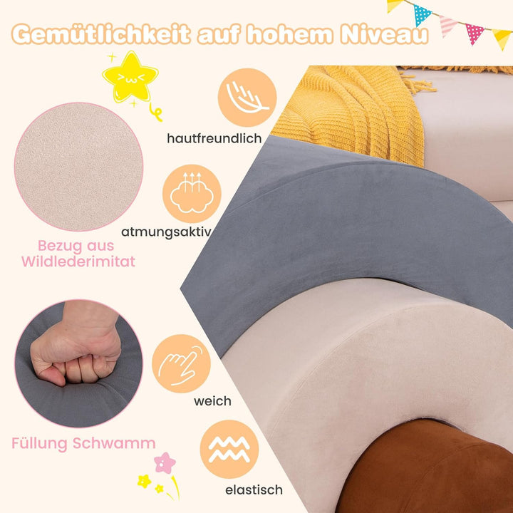 COSTWAY 3-TLG. Softbausteine, Schaumstoffbausteine zum Klettern und Krabbeln für Babys, Kletterbogen