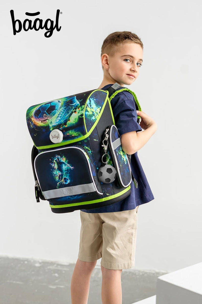 Baagl Schulranzen Jungen Mädchen Set 3 Teilig, Ergo Schultasche für 1. Klasse, Ergonomische Grundsch