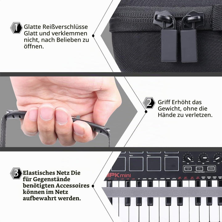 co2CREA Case Hart reiseschutzhülle Etui Tasche für AKAI Professional MPK Mini MK3 /MPK Mini MKII 25-