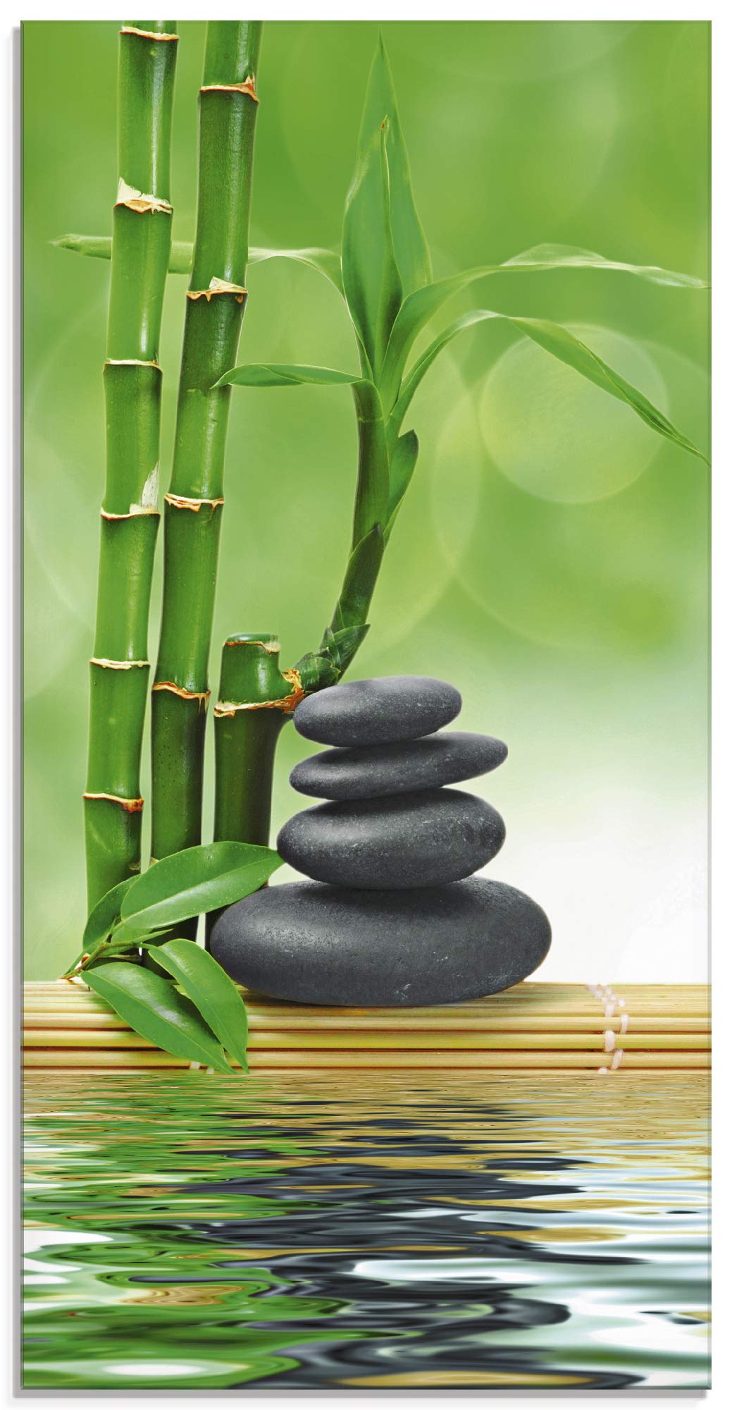 ARTland Glasbilder Wandbild Glas Bild einteilig 30x60 cm Hochformat Asien Wellness Zen Spa Steine Ba