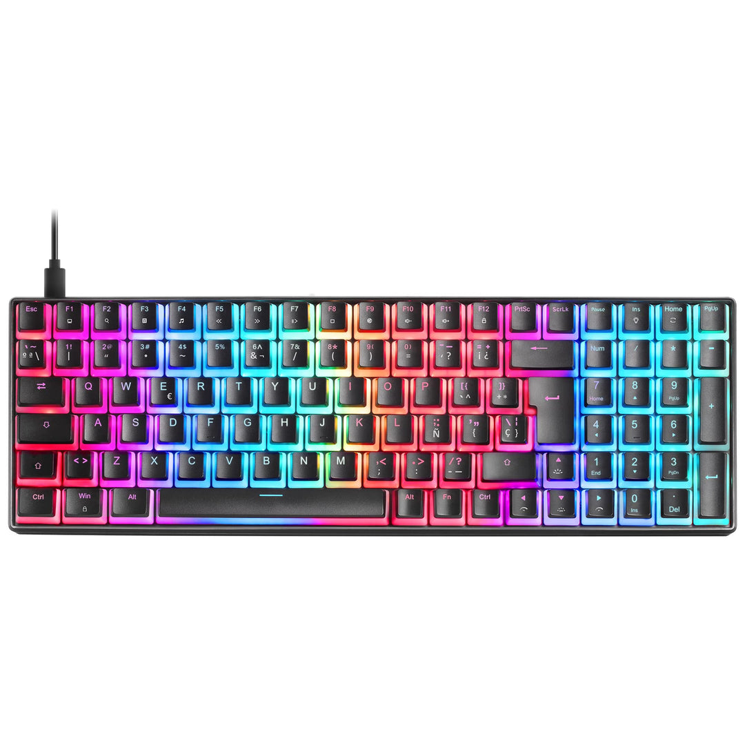 Mars Gaming MKULTRA, Mechanische Tastatur Schwarz RGB, Kompakt 96%, Schalter Outemu SQ Braun, Spanis