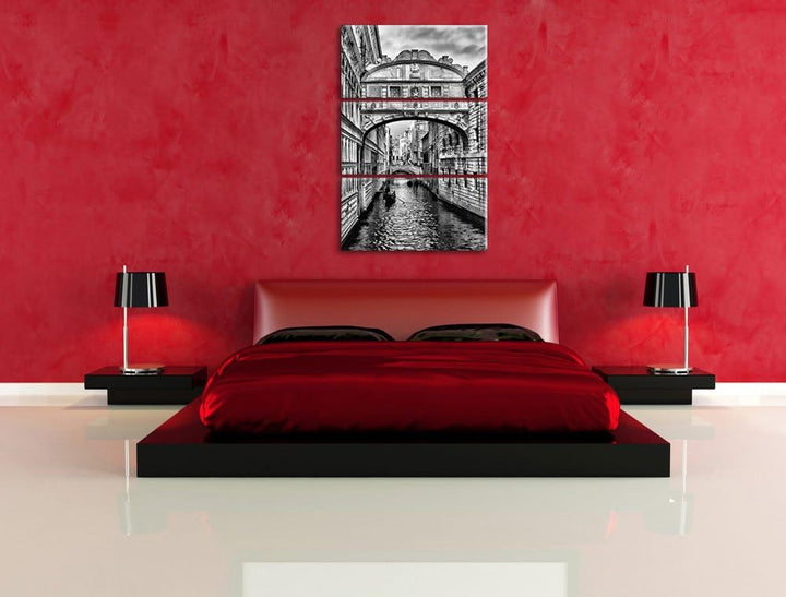 Pixxprint Romantischer Kanal in Venedig als Leinwandbild/Grösse: 3 Teilig (120x80) cm/Wandbild/Kunst