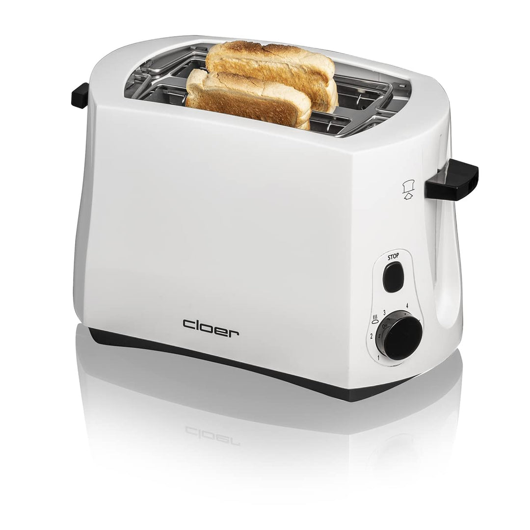 Cloer 331 Cool-Wall-Toaster, 825 W, für 2 Toastscheiben, integrierter Brötchenaufsatz, Krümelschubla