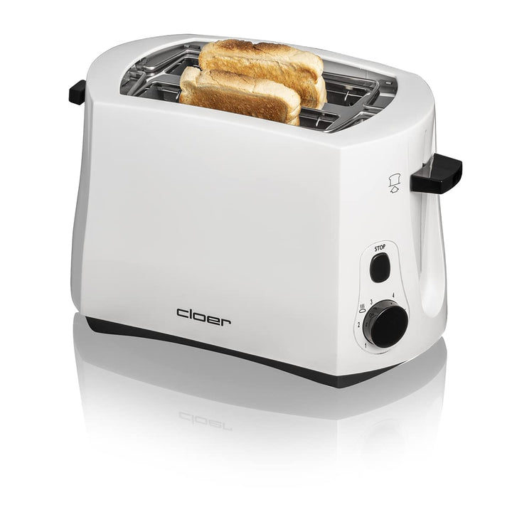 Cloer 331 Cool-Wall-Toaster, 825 W, für 2 Toastscheiben, integrierter Brötchenaufsatz, Krümelschubla