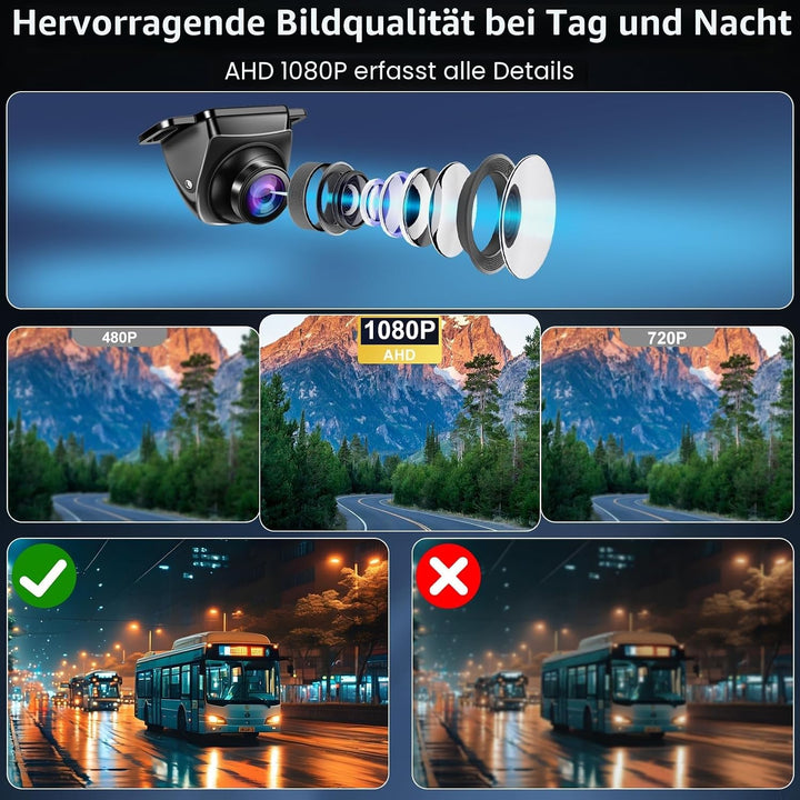 OBEST AHD Auto Rückfahrkamera, 360° Drehbar 1080P Rückfahrkameras, IP68 Wasserdicht Metall Rückblick