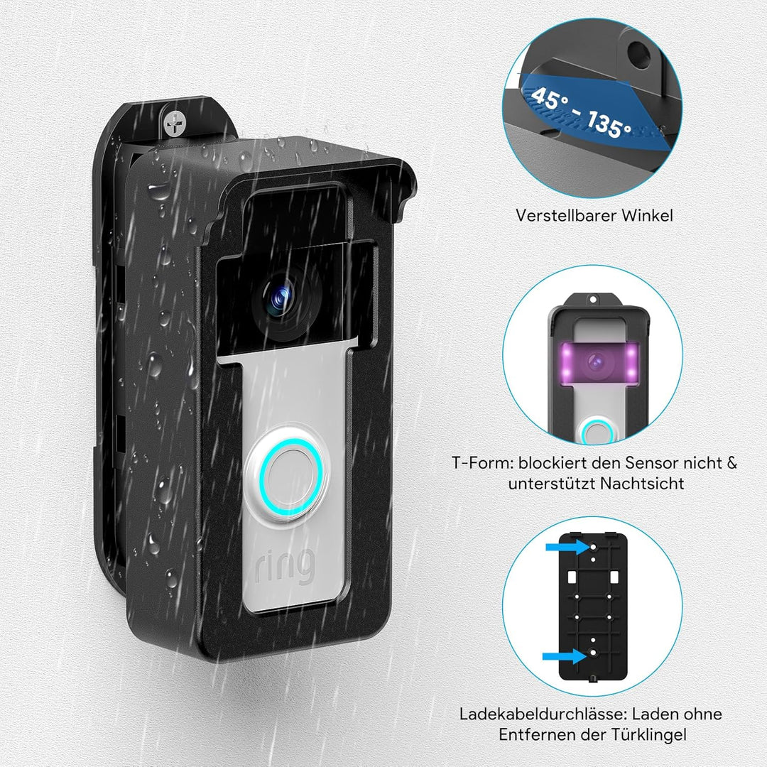 Regenfest Video Türklingel Halterung 45-135° Kompatibel mit Video Doorbell Wired/Pro-Pro2/4/3 Plus/3