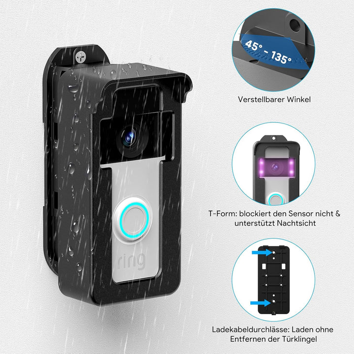 Regenfest Video Türklingel Halterung 45-135° Kompatibel mit Video Doorbell Wired/Pro-Pro2/4/3 Plus/3